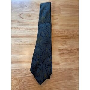 VTG Christian Dior Silk Paisley Necktie Kids Black Green